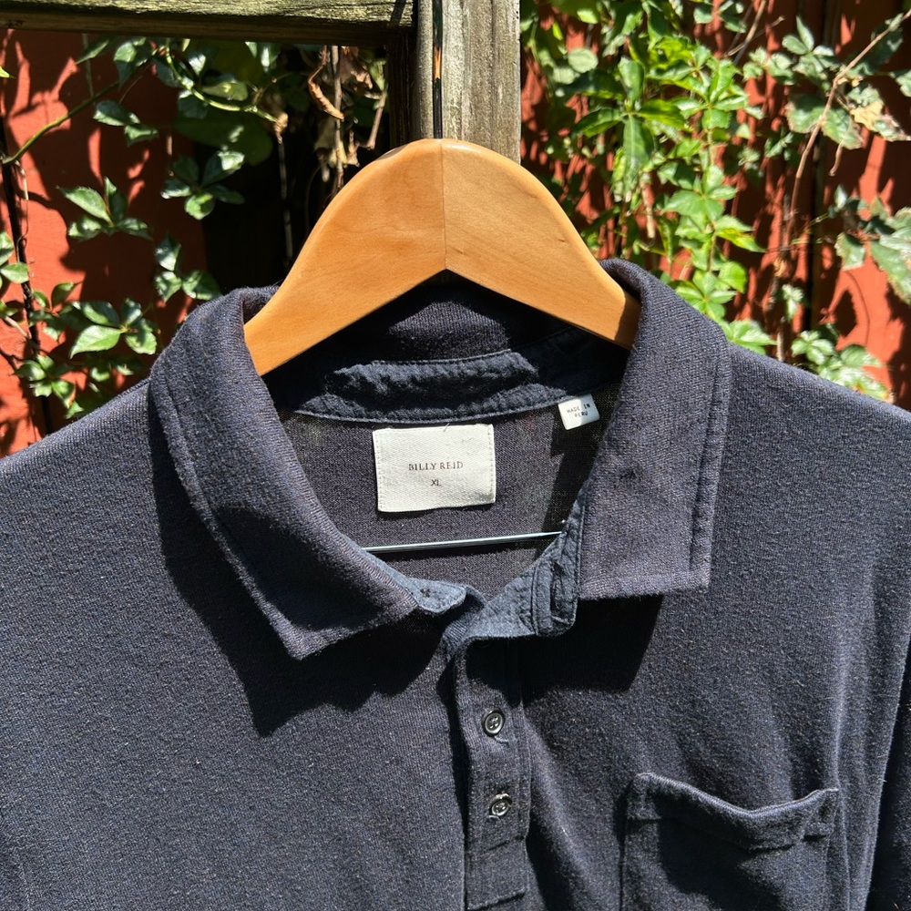 Billy Reid Men's Navy/black polo  Shirt Men’s XL